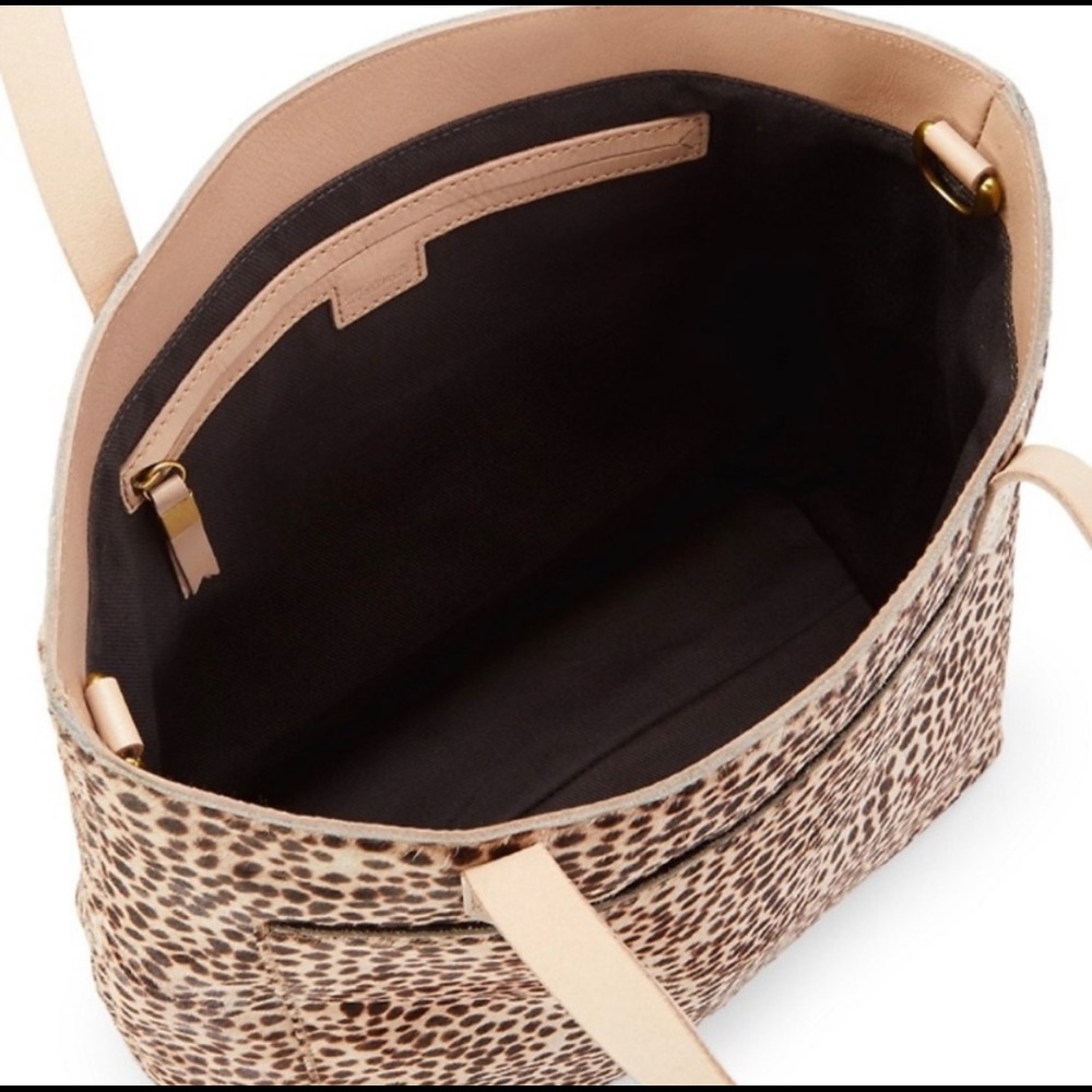 Madewell Medium Transport Black and Beige Cheetah Print Calf Hair Leather Tote